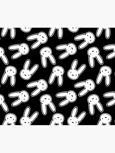 Bad Bunny Oasis Logo Pattern (White on Black) Throw Blanket