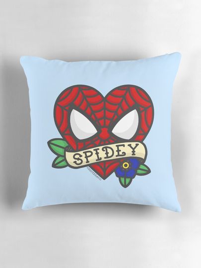 Tattoo Style Spidey Heart, Spiderman Pillow