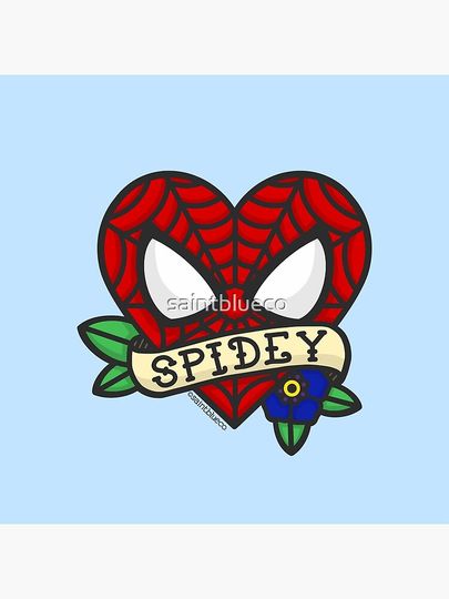 Tattoo Style Spidey Heart, Spiderman Pillow