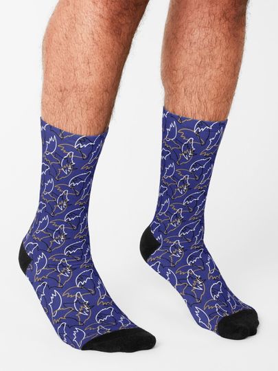 Baltimore Ravens Pattern, Purple Background Socks