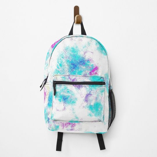 90's Style Pink And Blue Tie Dye Backpack