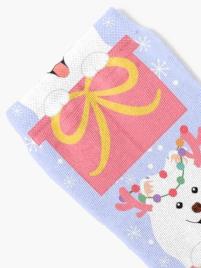 Christmas Reindeer Samoyed in a Gift Box Socks
