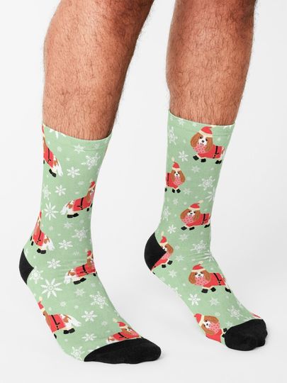 Cavalier King Charles Spaniel Christmas Santa Claus Socks