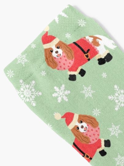 Cavalier King Charles Spaniel Christmas Santa Claus Socks