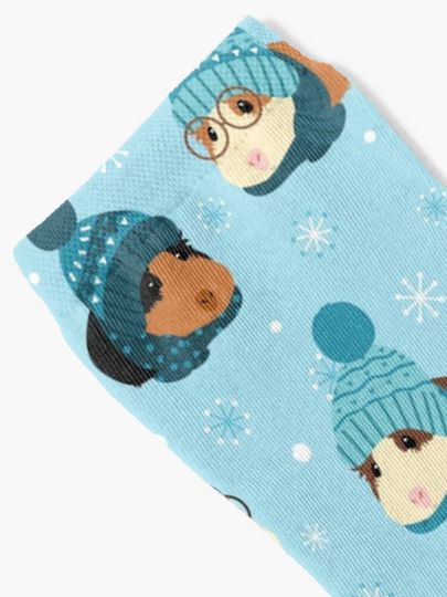 Cute Guinea Pig with Snowflake in winter Socks