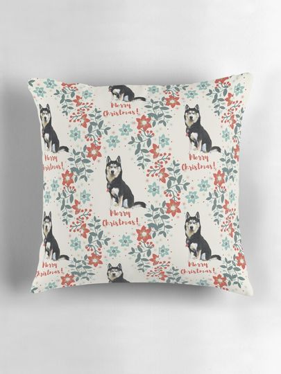 Husky Christmas Pillow
