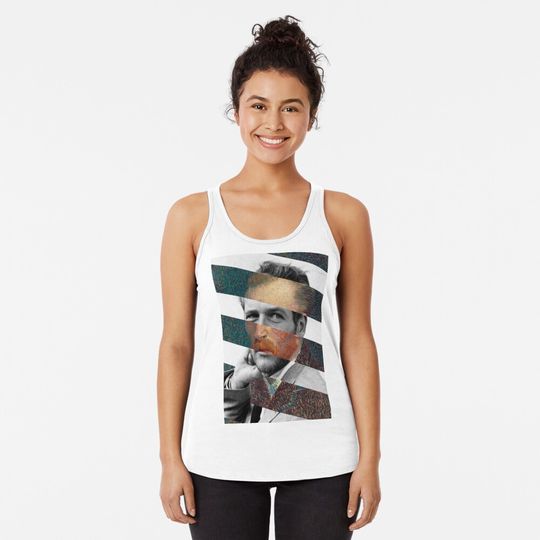 Van Gogh Self Portrait and Paul Newman Racerback Tank Top