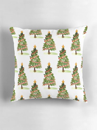 Watercolor Christmas trees Pillow