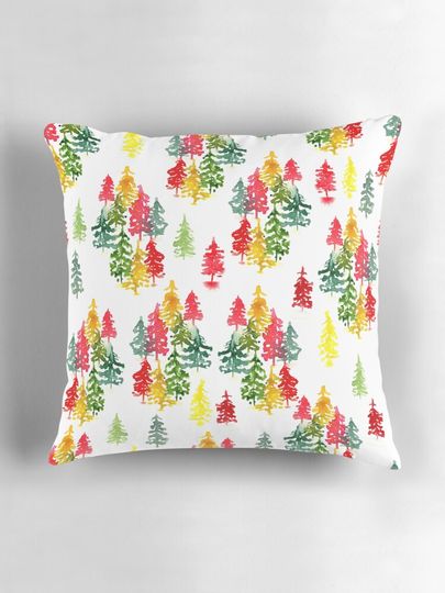Watercolor Christmas trees Pillow