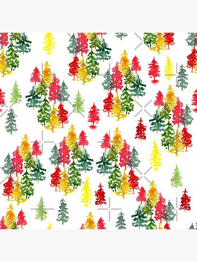 Watercolor Christmas trees Pillow