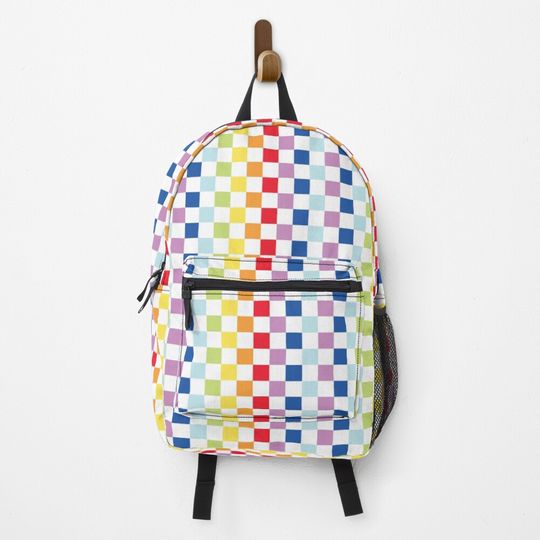 Rainbow Checkered Pattern Backpack