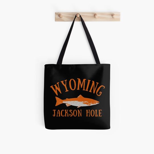 Wyoming Jackson Hole Trout Fishing Fly Fish Travel Nature Outdoors Orange Tote Bag