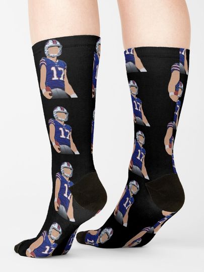 Josh allen Buffalo bills, cartoon faceless Socks