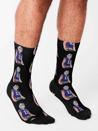 Josh allen Buffalo bills, cartoon faceless Socks, Gift For Fan