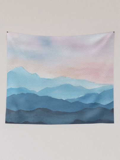 Blue Abstract Mountains Tapestry