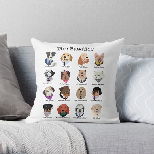 The Pawffice Characters from The Office as Dogs Throw Pillow