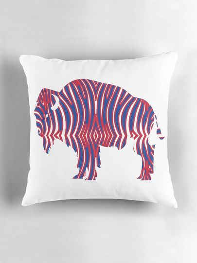 Zebra stripe Buffalo New York Bison Pillow, Gift for Fan