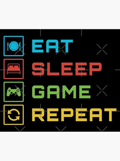 Eat, Sleep, Game, Repeat - Color Premium Matte Vertical Poster