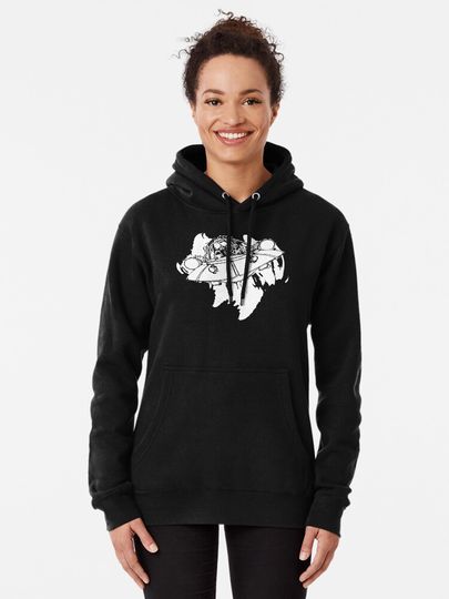 Rick and Rickandmorty Space Cruiser White Ink Pullover Hoodie