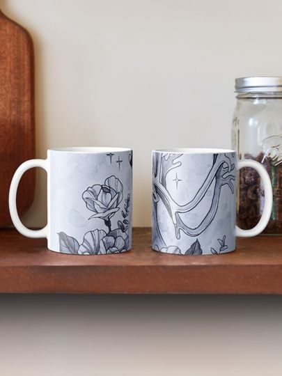 Caribou and Winter Roses Coffee Mug