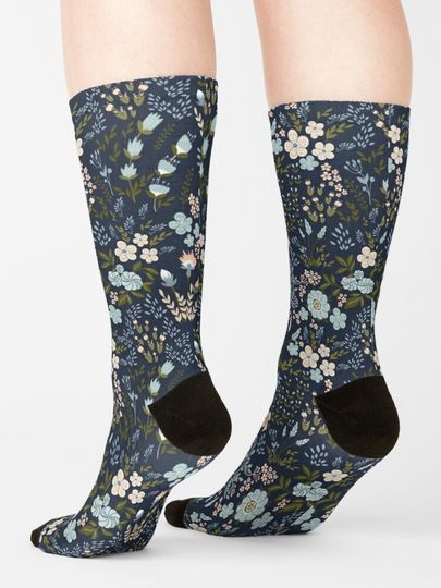 Midnight Blue Floral Socks