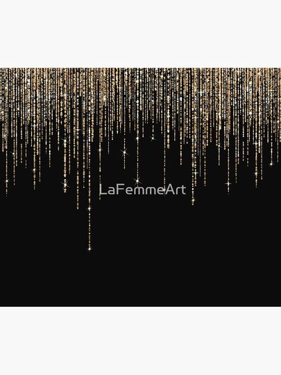 Luxury Chic Black Gold Sparkly Glitter Fringe Shower Curtain