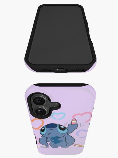 Stitch Drawing Hearts iPhone Case