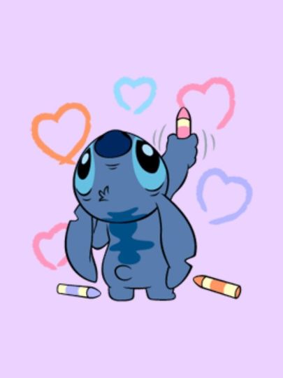 Stitch Drawing Hearts iPhone Case