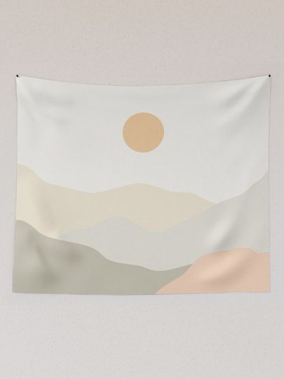 Minimalist Landscape Mountains Tapestry