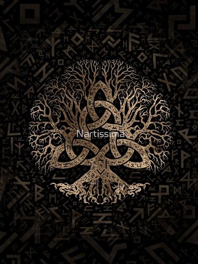 Tree of life with Triquetra on Futhark pattern iPhone Case