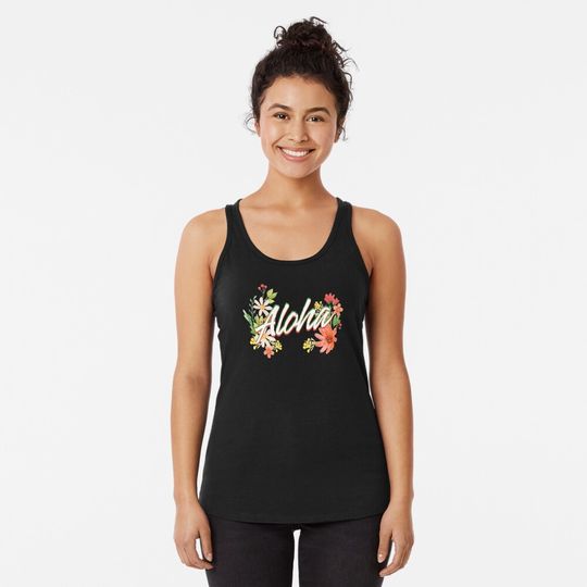 Luau Aloha Flowers Hawaiian Beach Tank Top