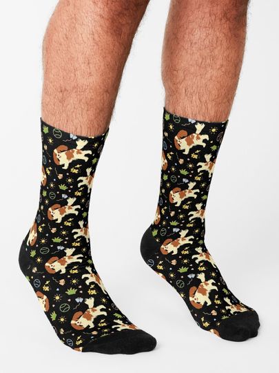 Playing Cavalier King Charles Spaniel - Black Socks