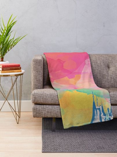 Magic Castle Watercolor II Throw Blanket
