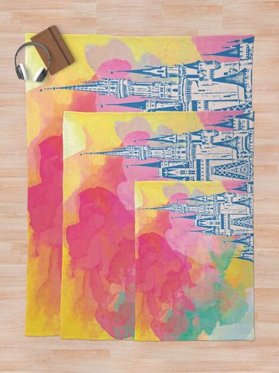 Magic Castle Watercolor II Throw Blanket