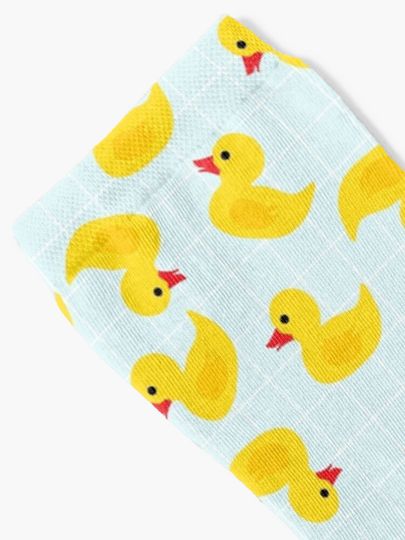 Cute Rubber Duck on Blue Background Cotton Socks