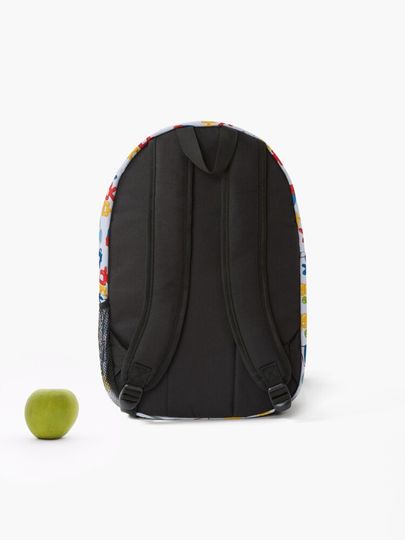 School collection. Print with school supplies Backpack