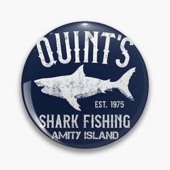 Quint's Shark Fishing - Amity Island 1975 Pin Button