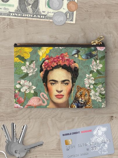 Frida Kahlo Zipper Pouch, Makeup Bag, Cosmetics Bag