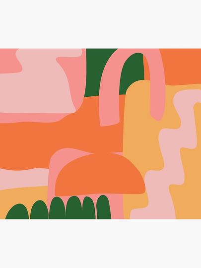 Maximalist Abstract Shapes Collage in Citrus Green, Orange, and Yellow Shower Curtain