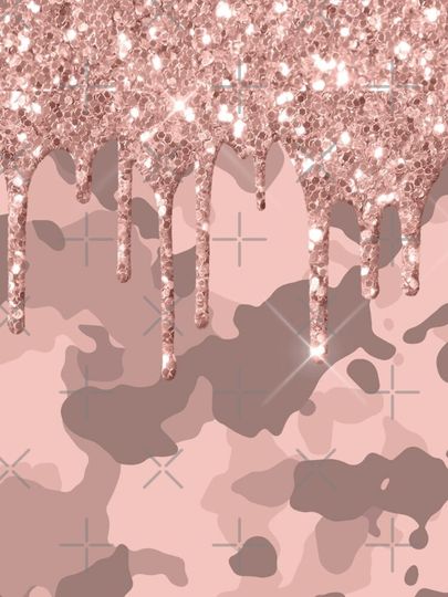 Rose Gold Pink Camo Camouflage Glitter  look Drips iPhone Case