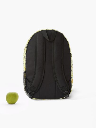 Yellow, Green & Black Floral/Botanical Pattern Backpack