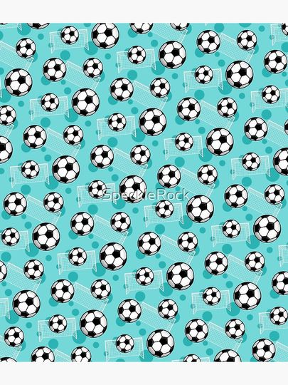 Soccer Ball and Goal Teal Pattern - Teal Soccer Backpack