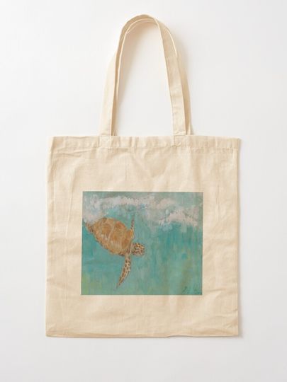 Diving Sea Turtle Tote Bag