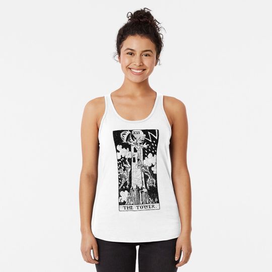 The Tower Tarot Card - Major Arcana - fortune telling - occult Racerback Tank Top