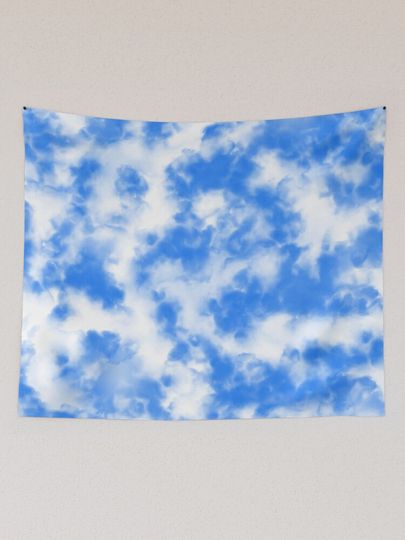Deep Blue Clouds Tie Dye Tapestry, Retro Tapestry, Back to School Gift Idea, For Decoration, Home and Living