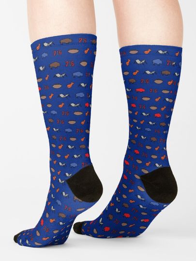 Buffalo Superfan Pattern - Dark Blue Socks