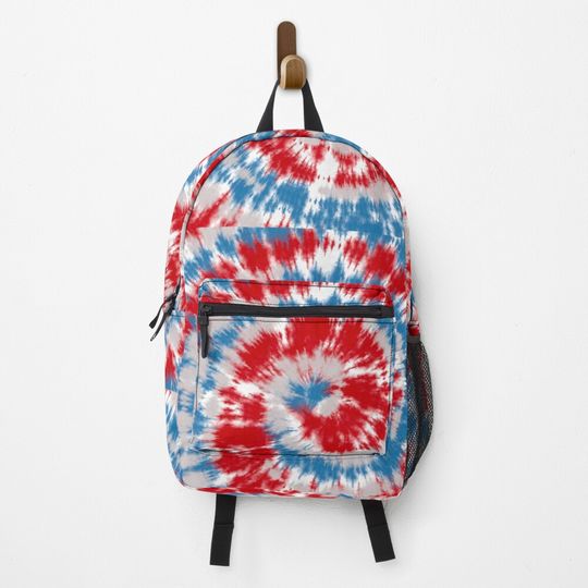 Tie Dye Neck Gator Red White Light Blue Patriotic Tie Dye Backpack