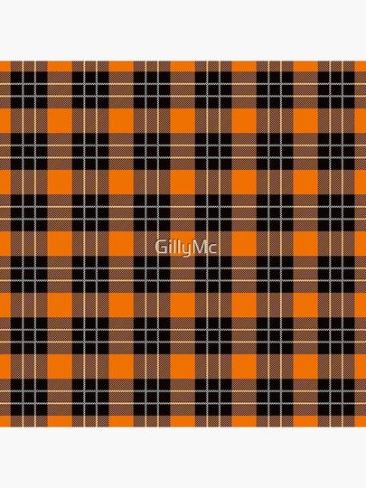 Black & Tangerine Tartan Pillow