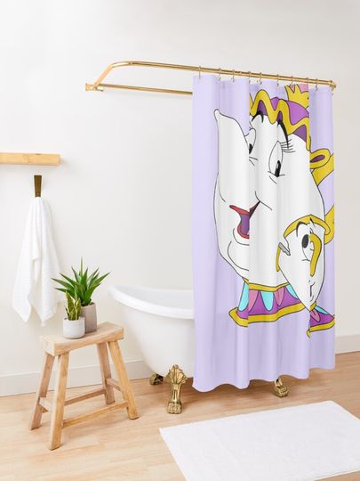 Mrs Potts and Chip Disney Shower Curtain, Disney Bathroom Decor