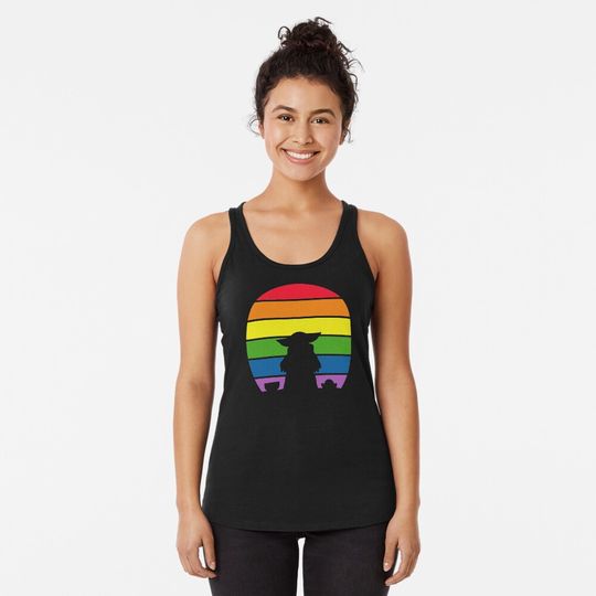 Alien With Frog Rainbow Pride Racerback Tank Top